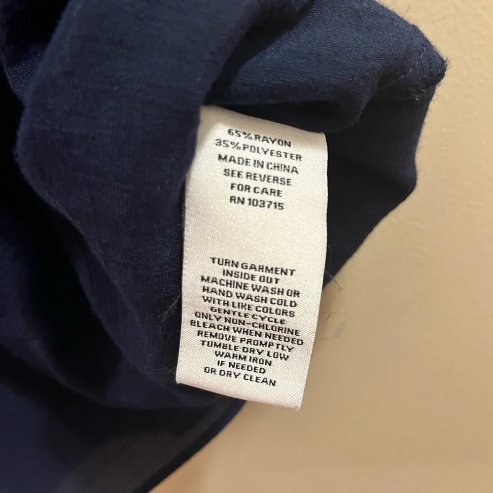 Nanette Lepore Navy Blue Flutter Sleeve Blouse Size Medium